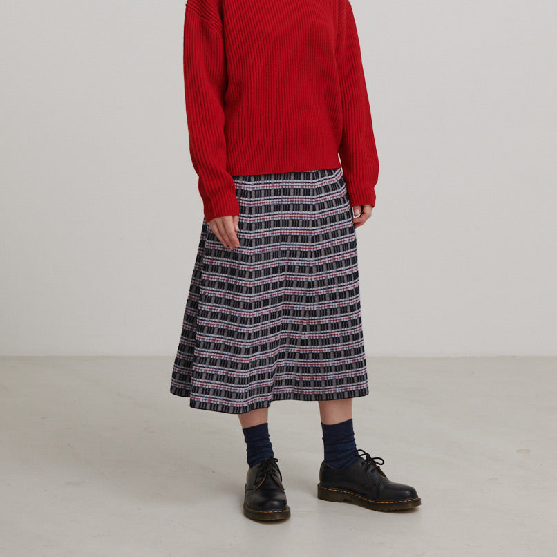 Women's Jacquard Rib Skirt in 100% Merino AW24 (XS) *Last ones