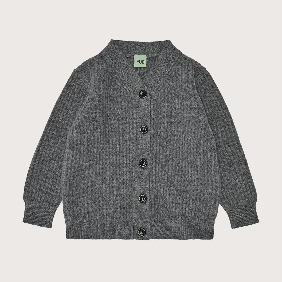Women's Rib Cardigan - 100% Lambswool - Charcoal AW24 (Teens-Womens S) *Last One!