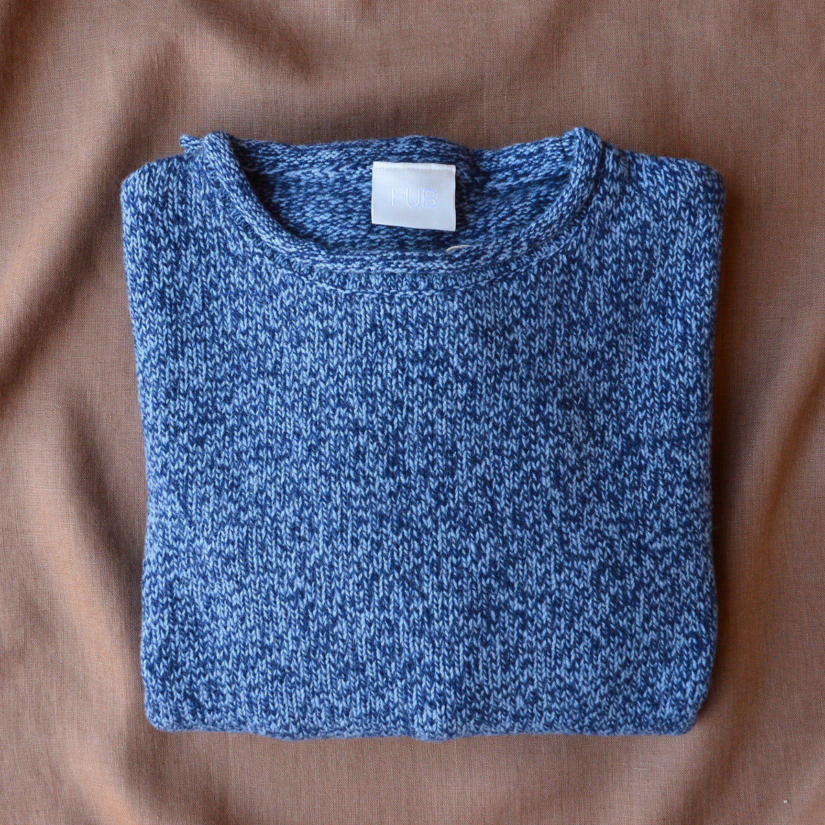 Women's Melange Sweater - 100% Lambswool - Royal/Sky Blue (S, M)