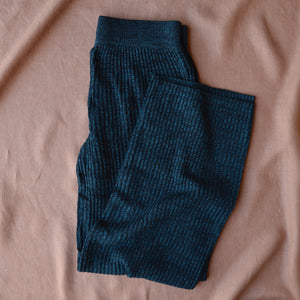 Women's Rib Pants - 100% Merino - Black Teal Melange (S, M, L)