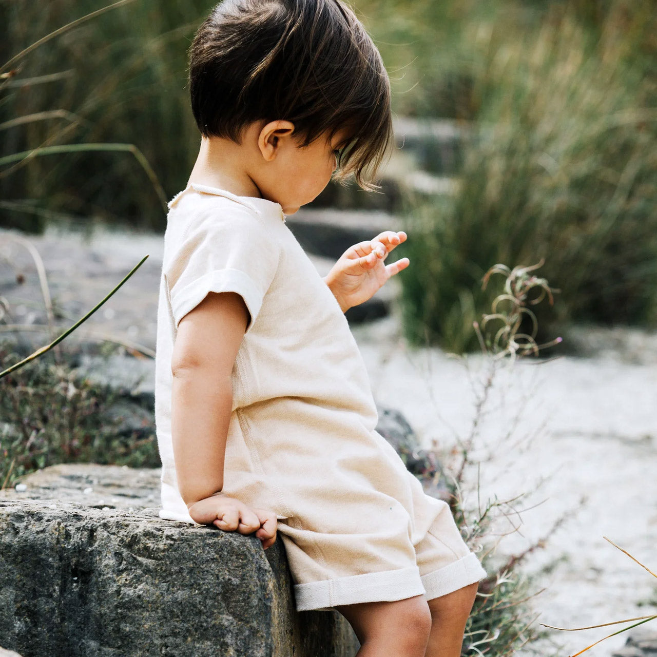 Fine French Terry Romper Suit - Undyed Organic Heirloom Cotton (3-12m)