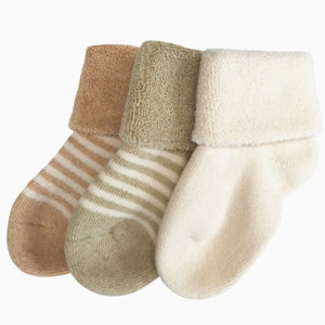 Baby Socks - Undyed Organic Heirloom Terry Cotton (0-18m) *3 pack