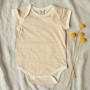 Baby Short Sleeve Bodysuit - Undyed Organic Heirloom Cotton - Stripes (Newborn-2y)