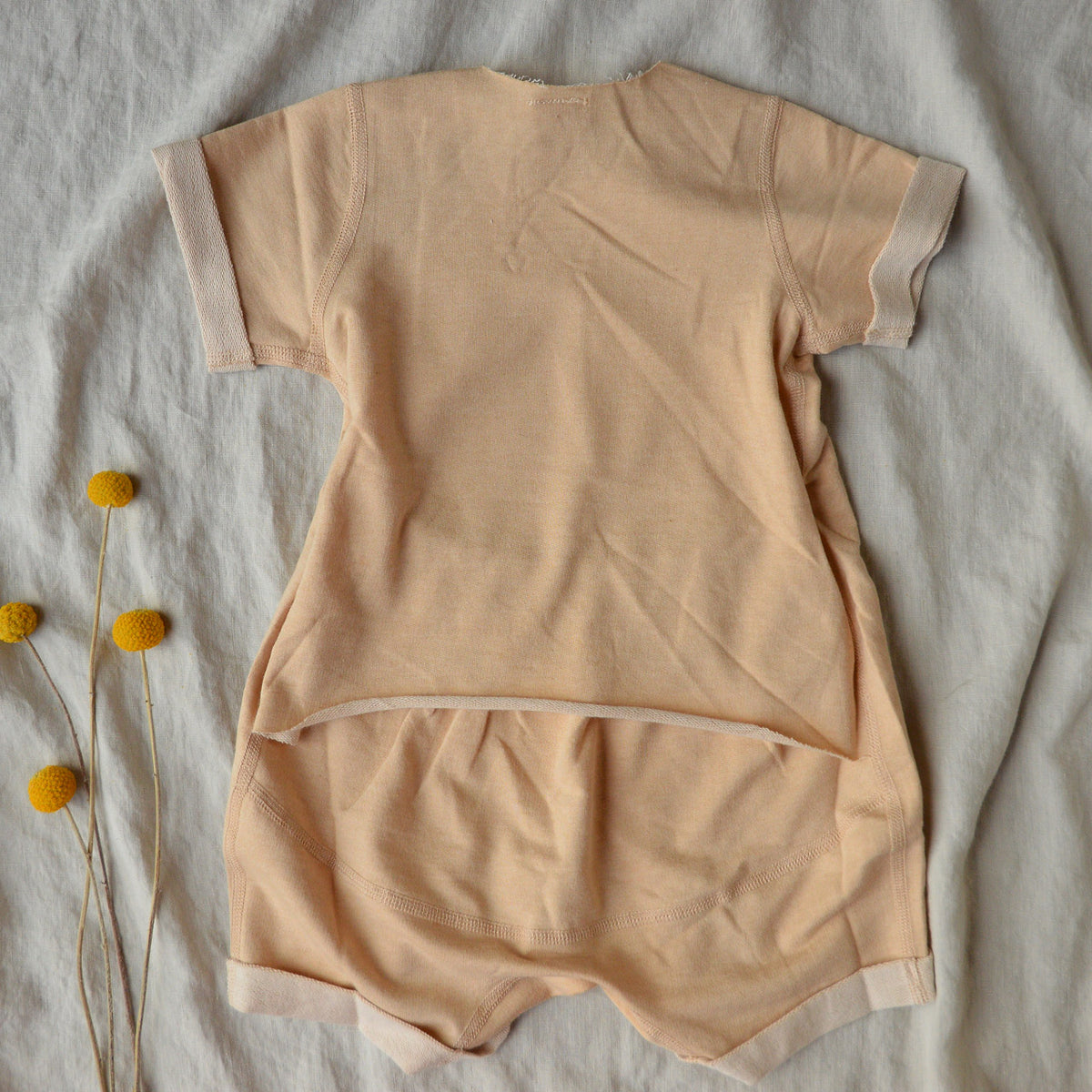Fine French Terry Romper Suit - Undyed Organic Heirloom Cotton (3-12m)