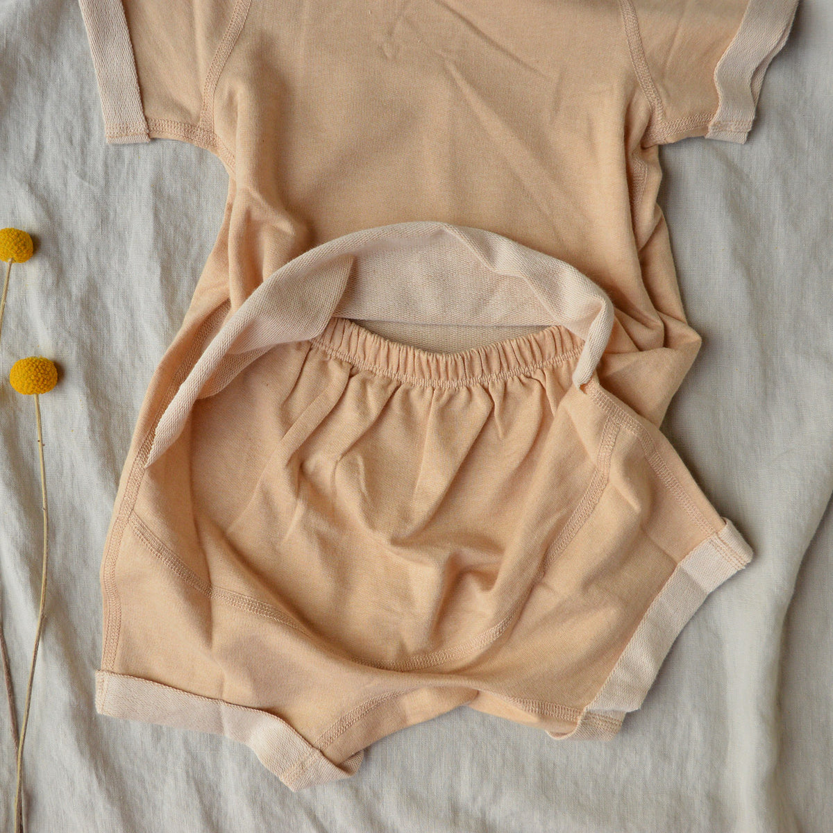 Fine French Terry Romper Suit - Undyed Organic Heirloom Cotton (3-12m)
