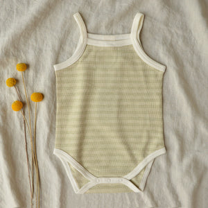 Baby Singlet Bodysuit - Undyed Organic Heirloom Cotton - Pique Stripe (0-24m)