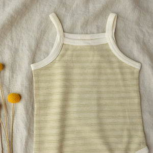 Baby Singlet Bodysuit - Undyed Organic Heirloom Cotton - Pique Stripe (0-24m)