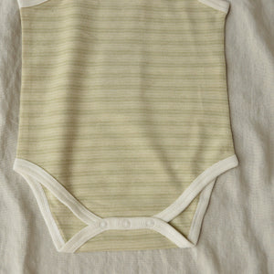 Baby Singlet Bodysuit - Undyed Organic Heirloom Cotton - Pique Stripe (0-24m)