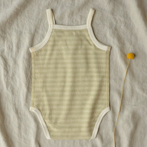 Baby Singlet Bodysuit - Undyed Organic Heirloom Cotton - Pique Stripe (0-24m)