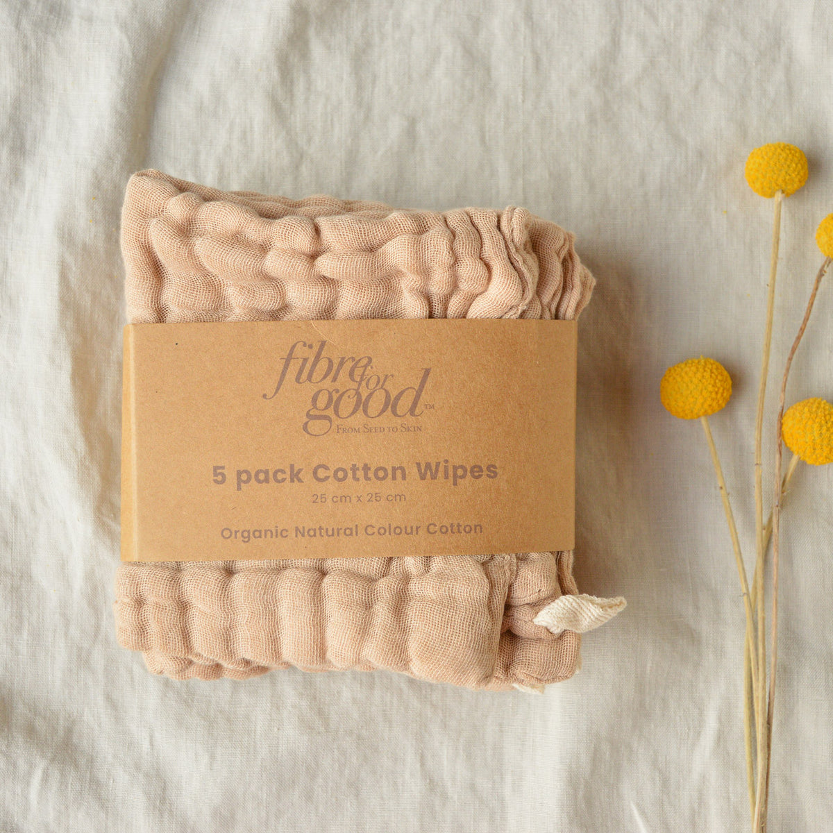 Muslin Wipes/Wash Cloths - Undyed Organic Heirloom Cotton (5 Pack)