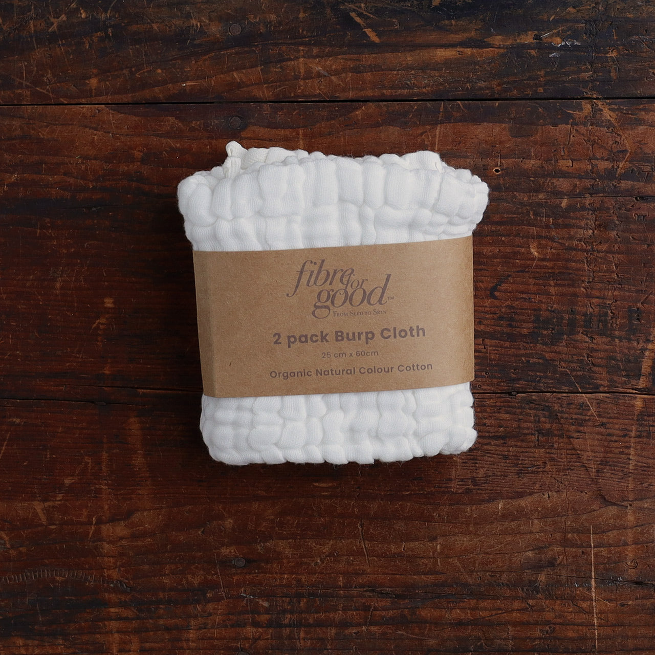 Muslin Burp/Wash Cloth - Undyed Organic Cotton (2 Pack)
