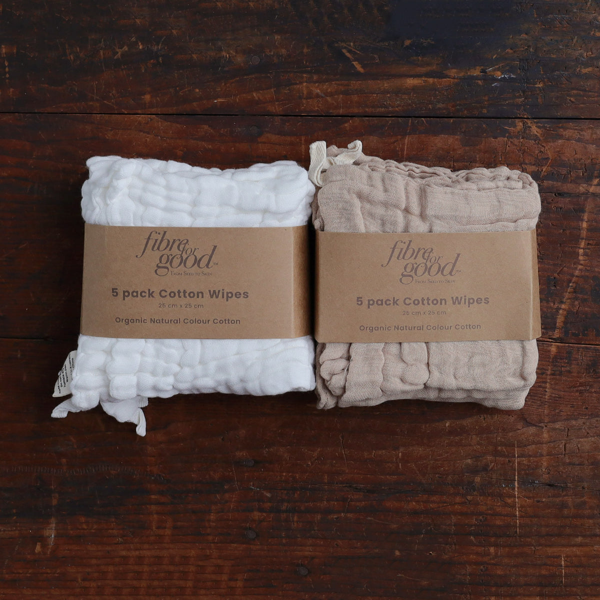 Muslin Wipes/Wash Cloths - Undyed Organic Heirloom Cotton (5 Pack)