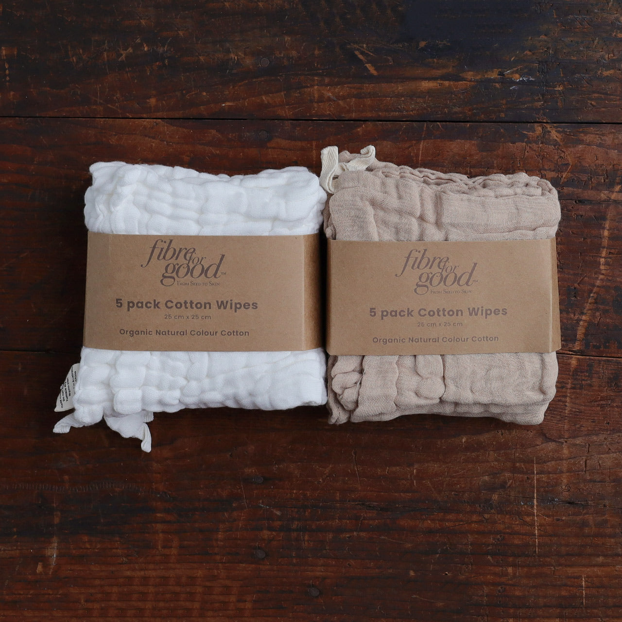 Muslin Wipes/Wash Cloths - Undyed Organic Heirloom Cotton (5 Pack)