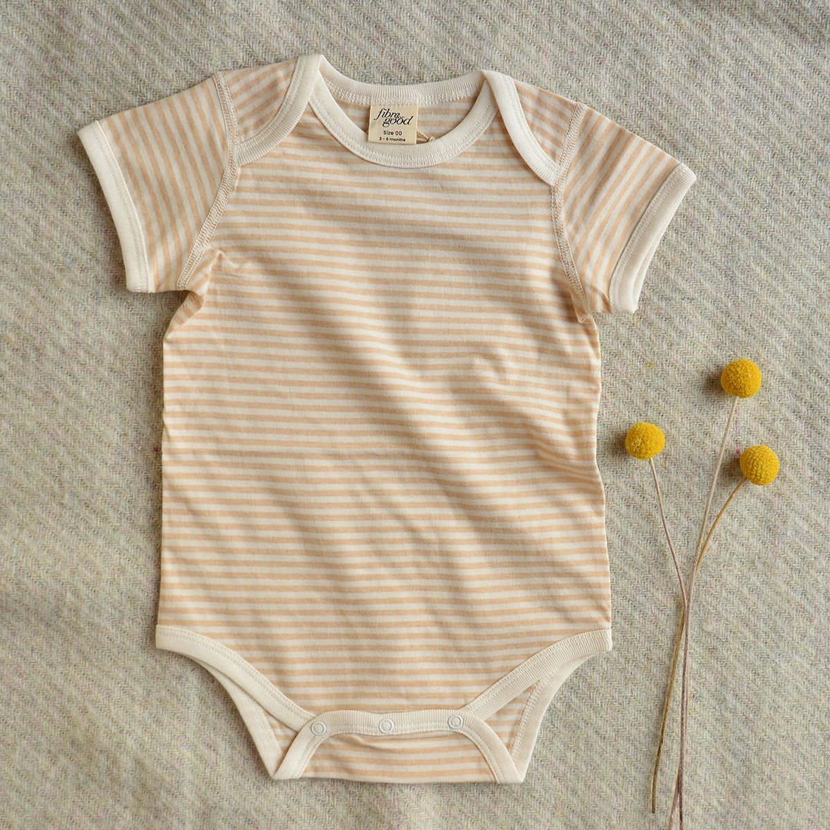Baby Short Sleeve Bodysuit - Undyed Organic Heirloom Cotton - Stripes (Newborn-2y)