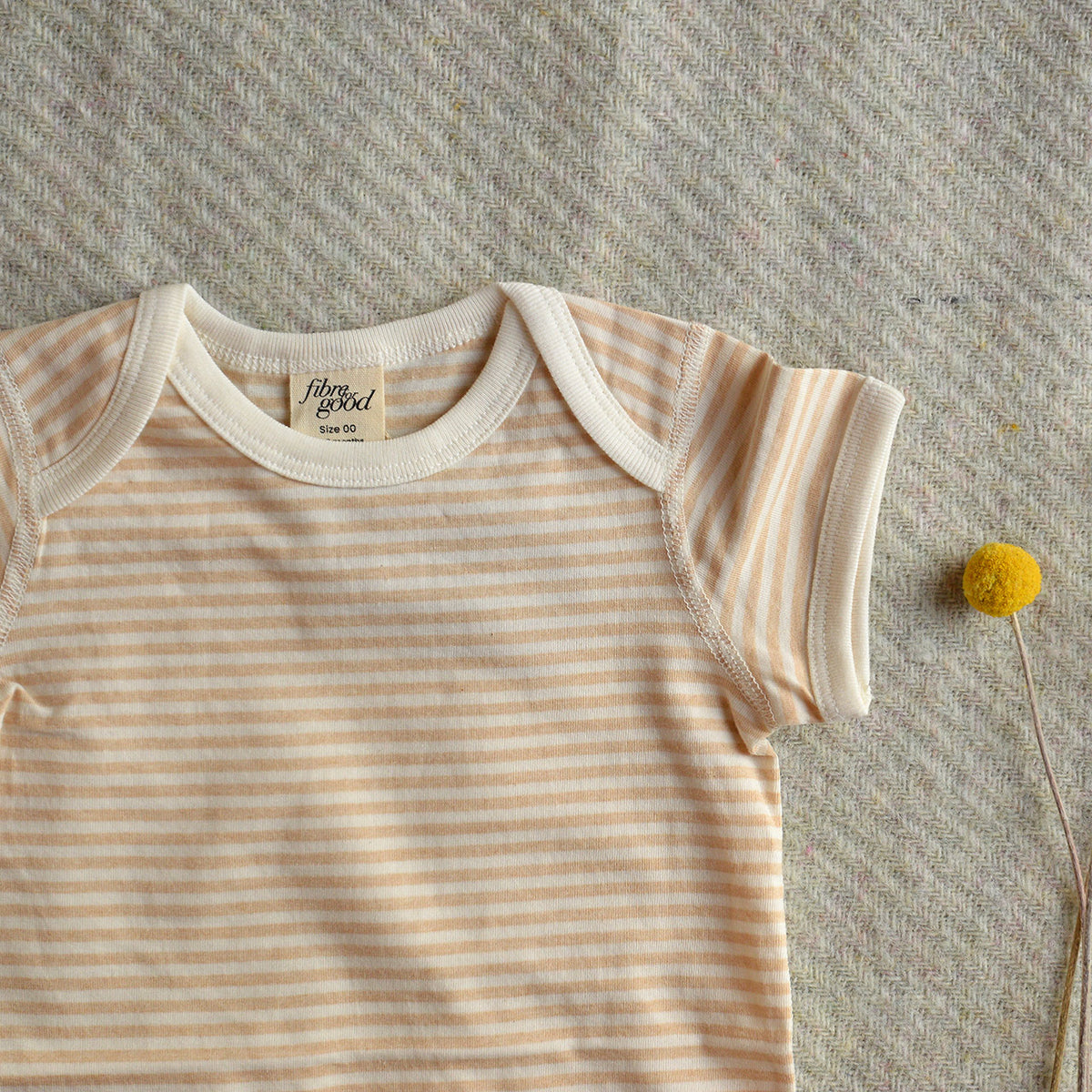 Baby Short Sleeve Bodysuit - Undyed Organic Heirloom Cotton - Stripes (Newborn-2y)