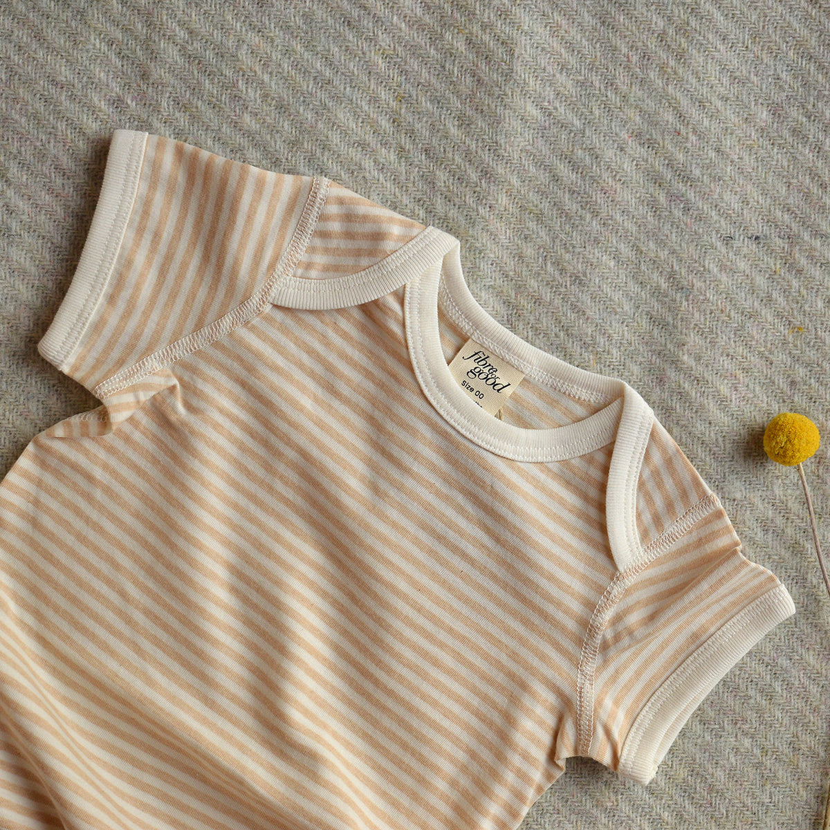 Baby Short Sleeve Bodysuit - Undyed Organic Heirloom Cotton - Stripes (Newborn-2y)