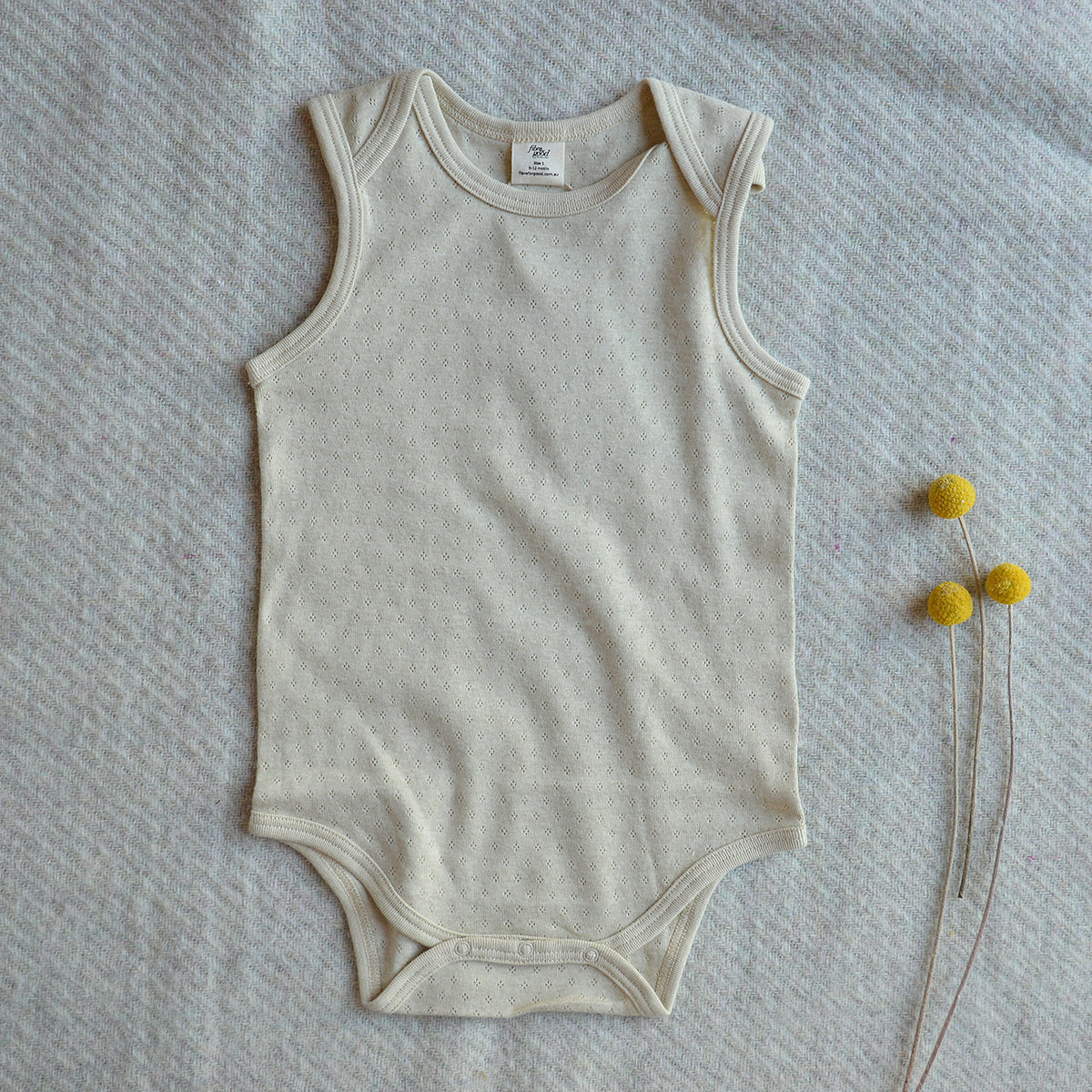 Baby Sleeveless Pointelle Bodysuit - Undyed Organic Heirloom Cotton (3-24m)