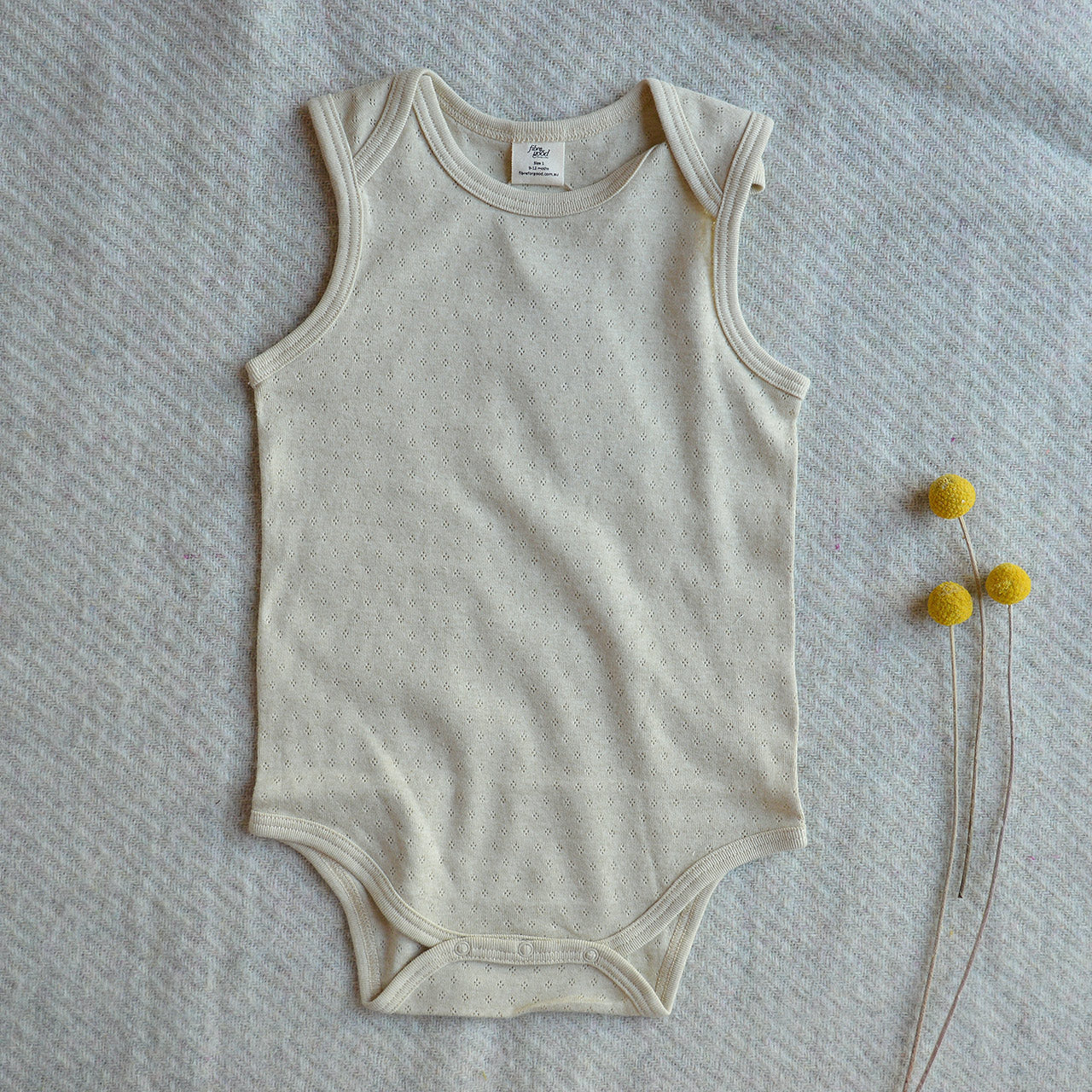 Baby Sleeveless Pointelle Bodysuit - Undyed Organic Heirloom Cotton (3-24m)