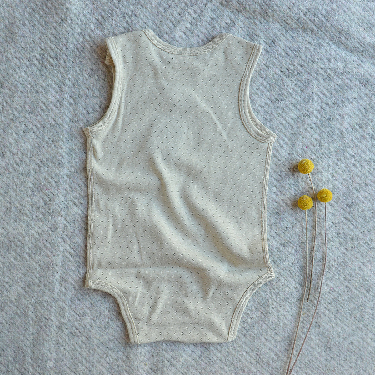 Baby Sleeveless Pointelle Bodysuit - Undyed Organic Heirloom Cotton (3-24m)