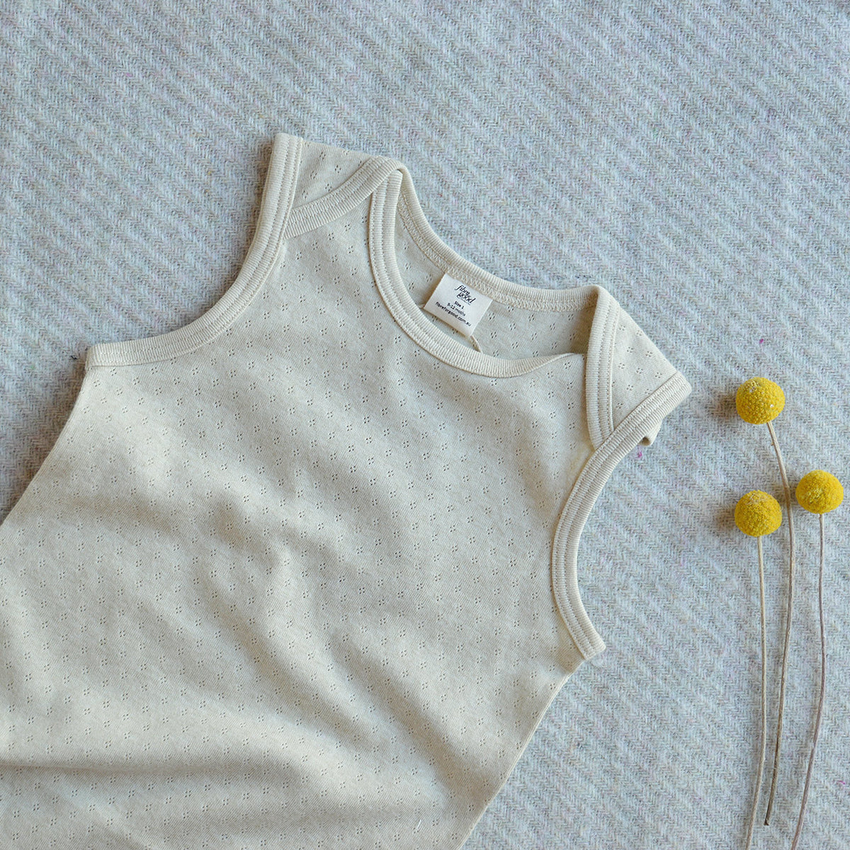 Baby Sleeveless Pointelle Bodysuit - Undyed Organic Heirloom Cotton (3-24m)