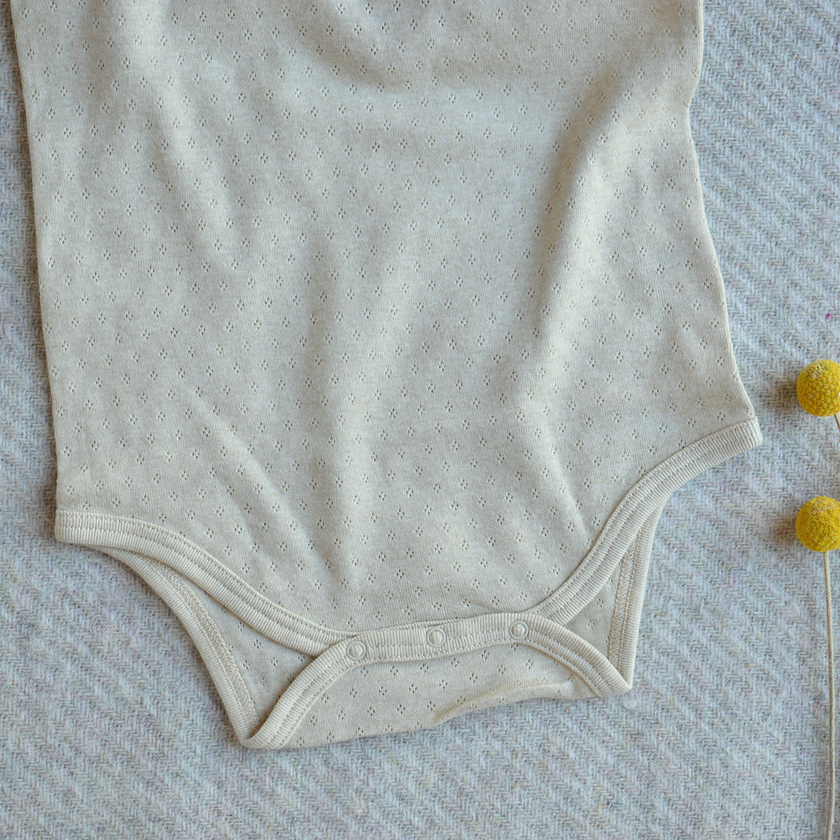Baby Sleeveless Pointelle Bodysuit - Undyed Organic Heirloom Cotton (3-24m)