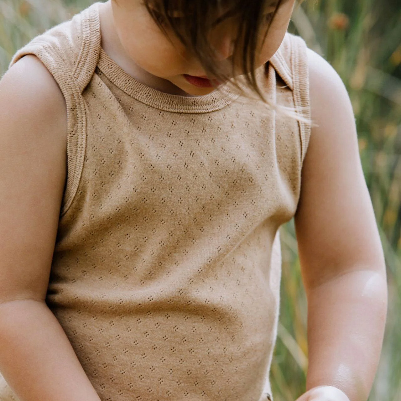 Baby Sleeveless Pointelle Bodysuit - Undyed Organic Heirloom Cotton (3-24m)