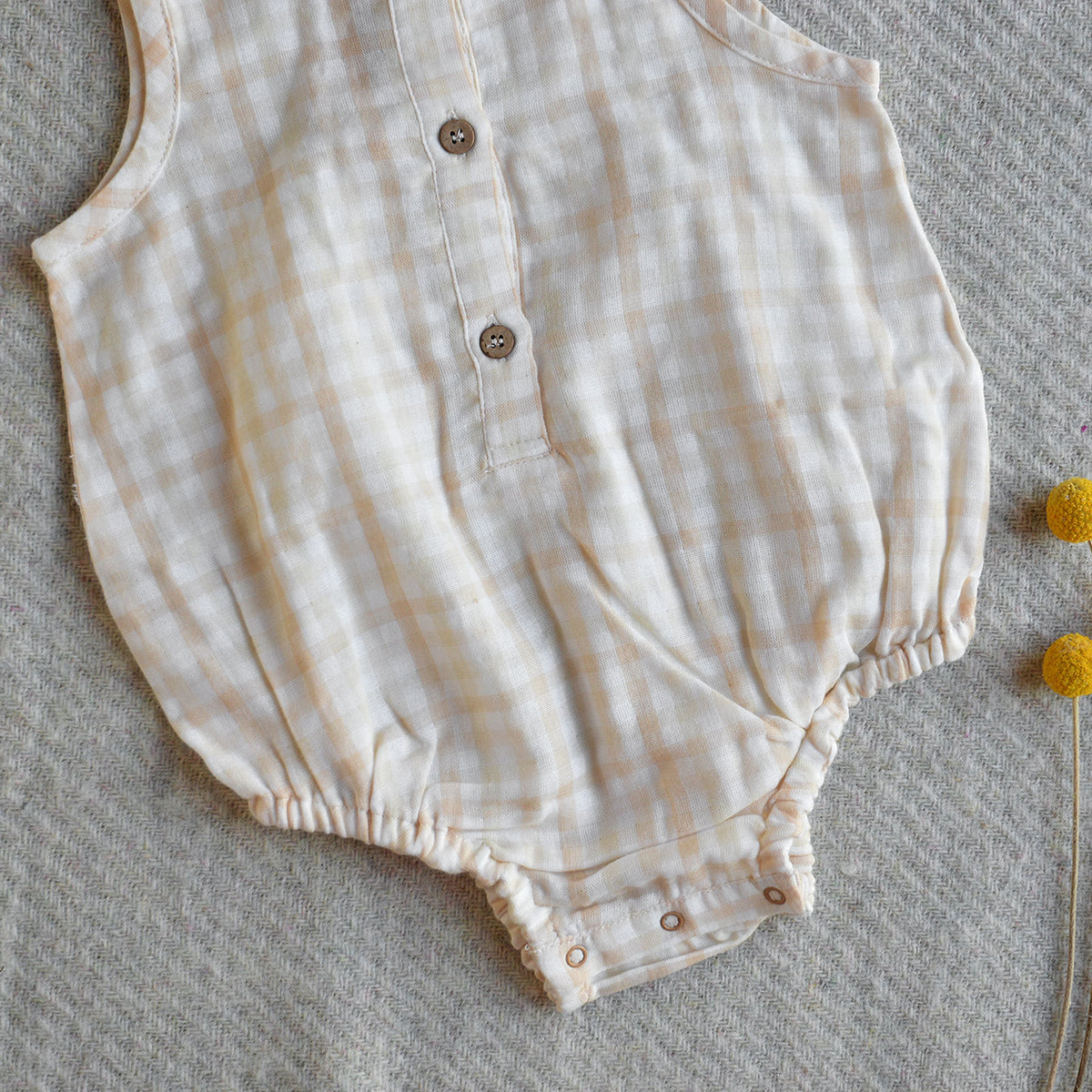 Baby Sleeveless Gingham Bodysuit - Undyed Organic Heirloom Cotton (3-24m)