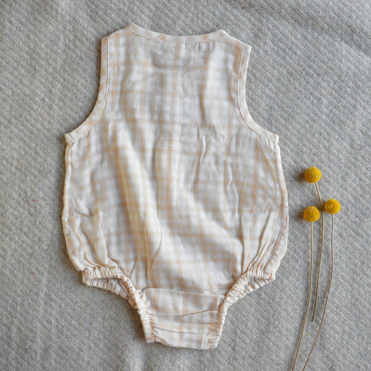 Baby Sleeveless Gingham Bodysuit - Undyed Organic Heirloom Cotton (3-24m)