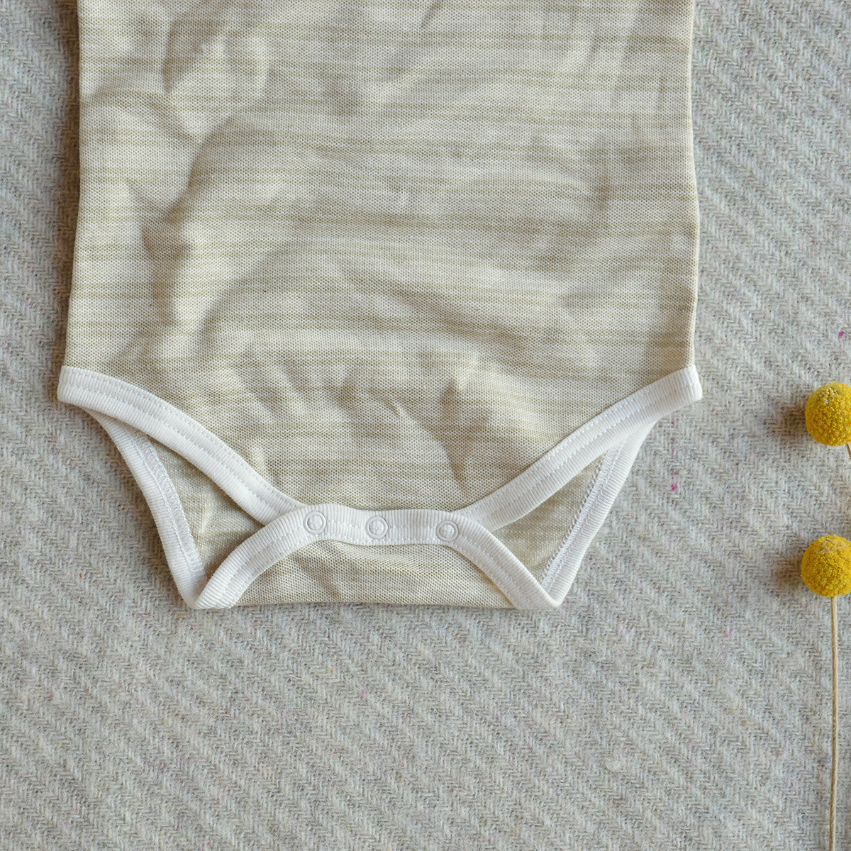 Baby Singlet Bodysuit - Undyed Organic Heirloom Cotton - Pique Stripe (0-24m)