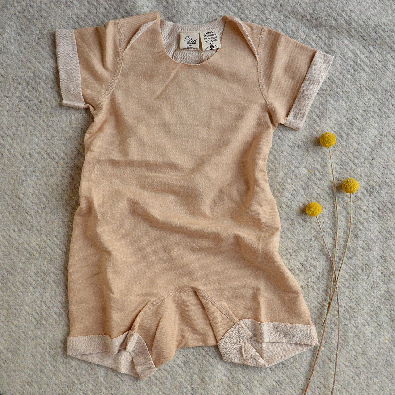 Fine French Terry Romper Suit - Undyed Organic Heirloom Cotton (3-12m)