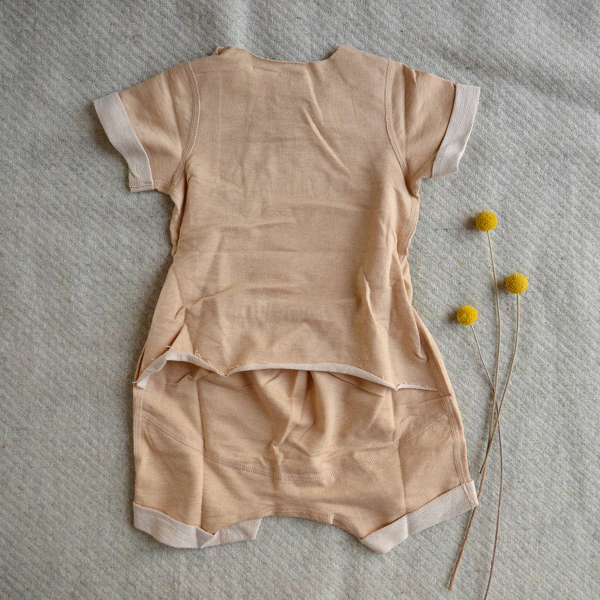 Fine French Terry Romper Suit - Undyed Organic Heirloom Cotton (3-12m)