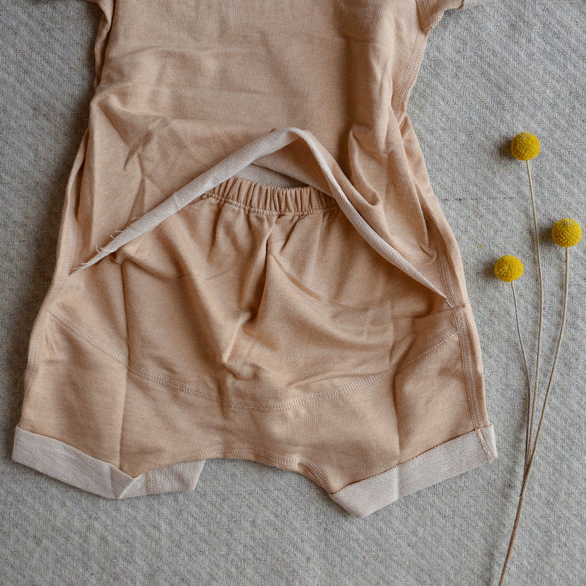 Fine French Terry Romper Suit - Undyed Organic Heirloom Cotton (3-12m)