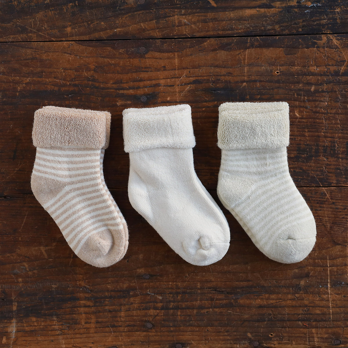 Baby Socks - Undyed Organic Heirloom Terry Cotton (0-18m) *3 pack