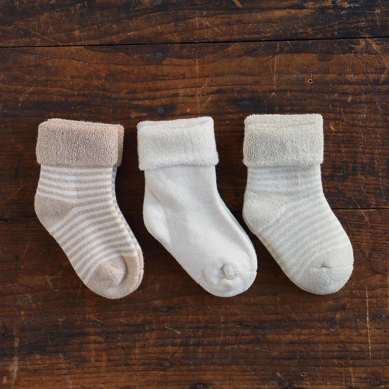 Baby Socks - Undyed Organic Heirloom Terry Cotton (0-18m) *3 pack