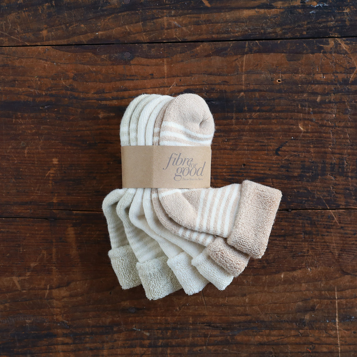 Baby Socks - Undyed Organic Heirloom Terry Cotton (0-18m) *3 pack