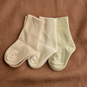 Baby Socks 3 Pack - Undyed Organic Heirloom Cotton (0-18m)
