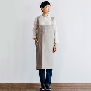 Women's Linen Square Cross Apron - Natural Linen