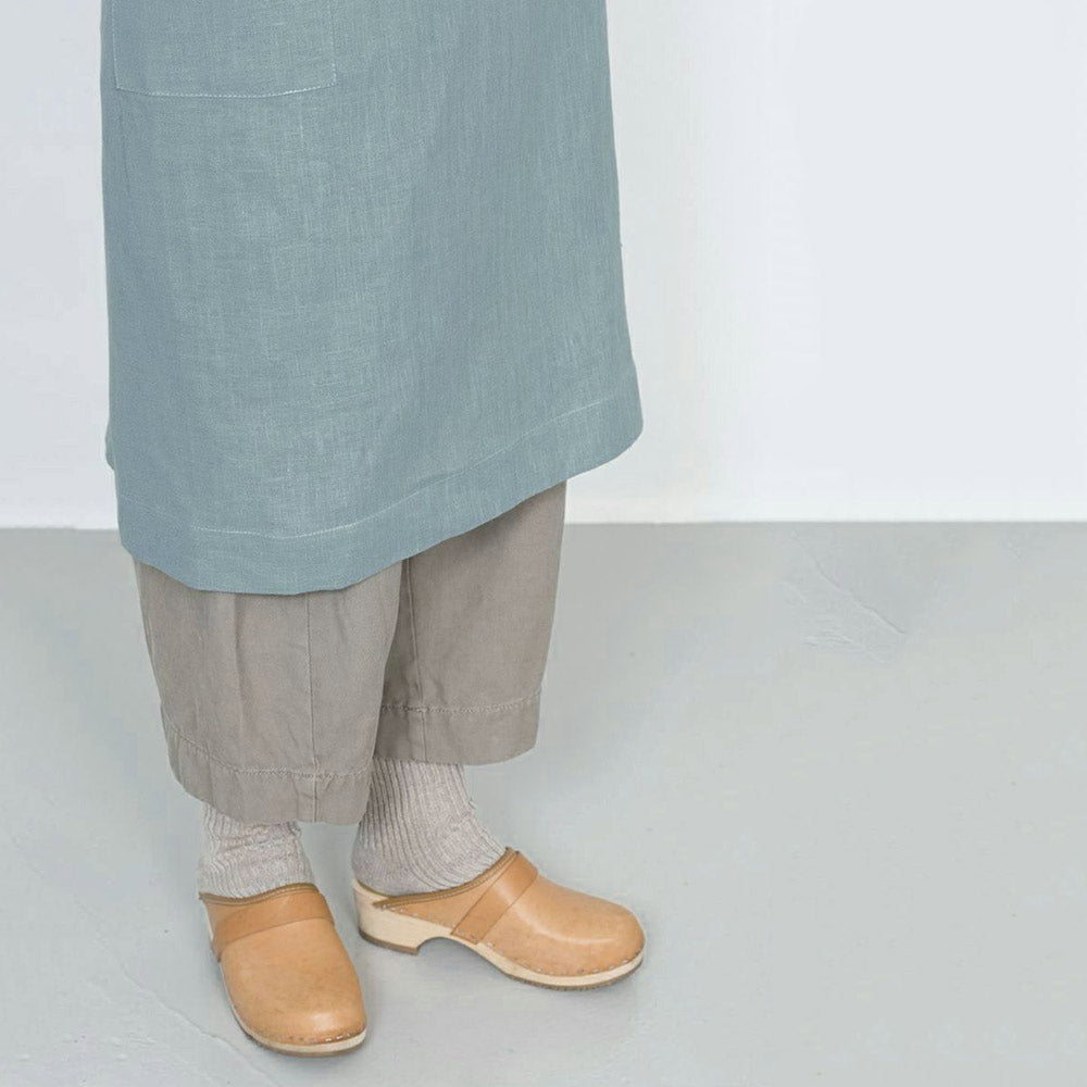 Women's Linen Square Cross Apron - Clair Sea Green