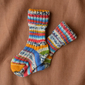 Chunky Knit Baby Socks in 100% Wool - Stripes (0-24m)