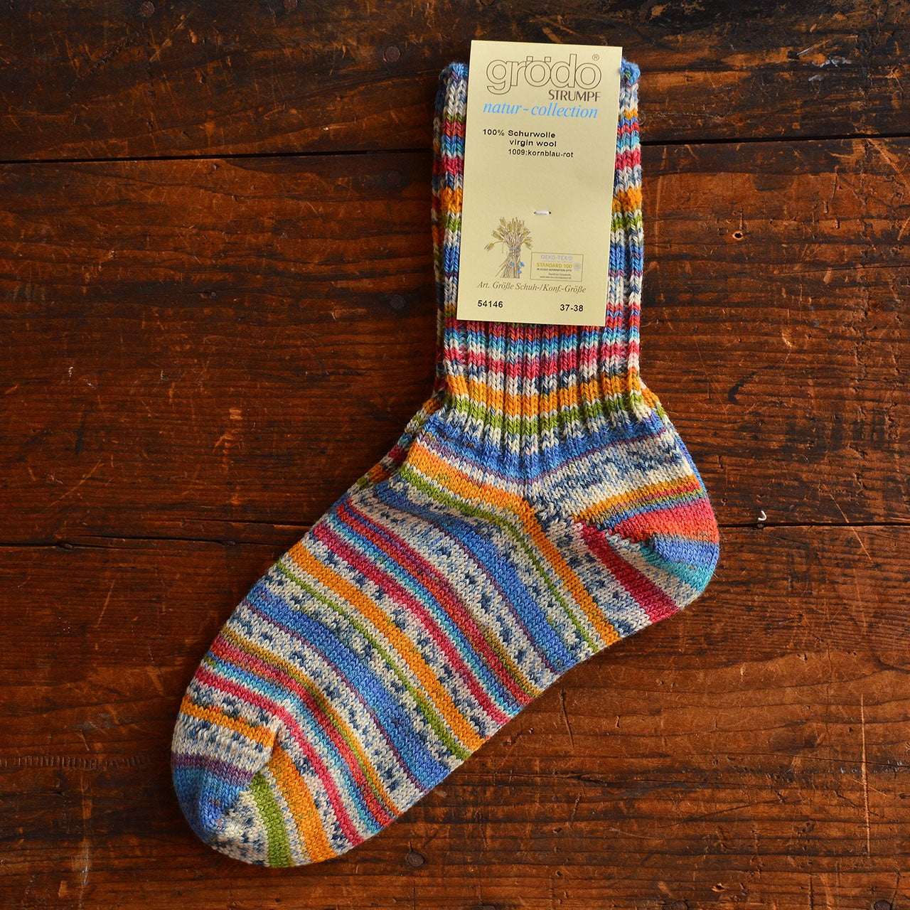 Adults Chunky Painted Yarn Socks - 100% Organic Wool - Stripes (35-44)