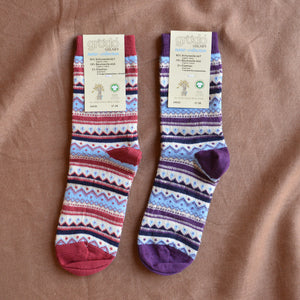 Adults Fine Fairisle Socks - Organic Wool/Cotton (37-42)