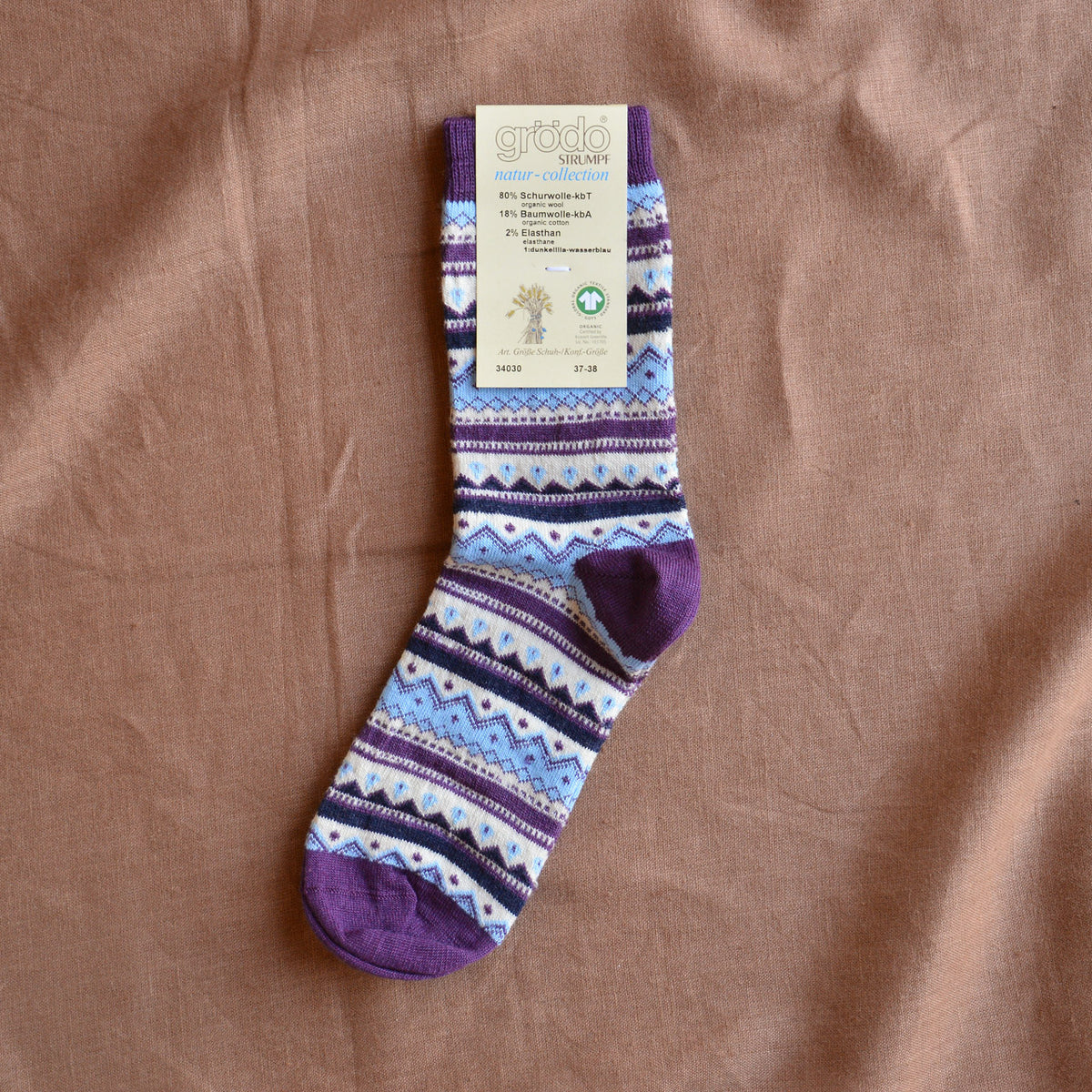 Adults Fine Fairisle Socks - Organic Wool/Cotton (37-42) *Returning 2026