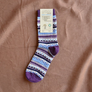 Adults Fine Fairisle Socks - Organic Wool/Cotton (37-42)