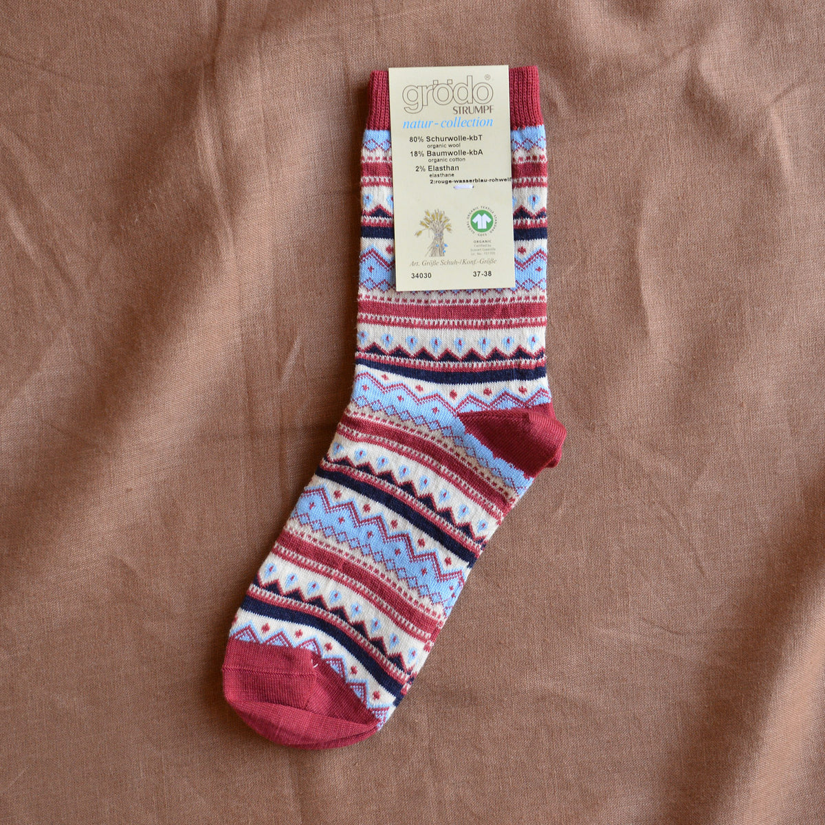 Adults Fine Fairisle Socks - Organic Wool/Cotton (37-42) *Returning 2026