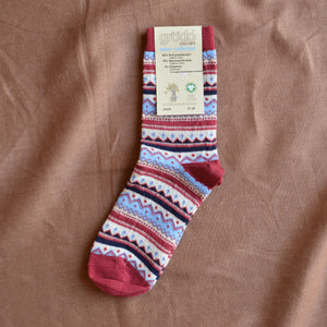 Adults Fine Fairisle Socks - Organic Wool/Cotton (37-42)
