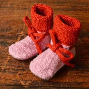 Happy Booties - 100% Merino Wool - Colourblock (0-9m)