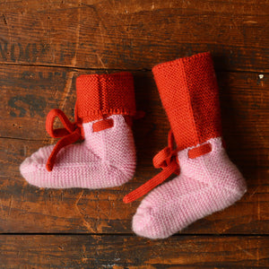 Happy Booties - 100% Merino Wool - Colourblock (0-9m)