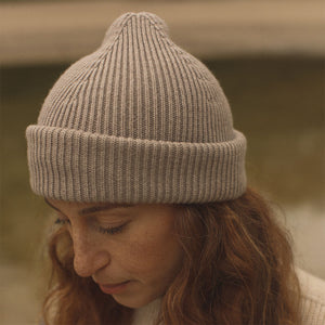 Hvid Rib Beanie - 100% Merino Wool (Teen-Adult)