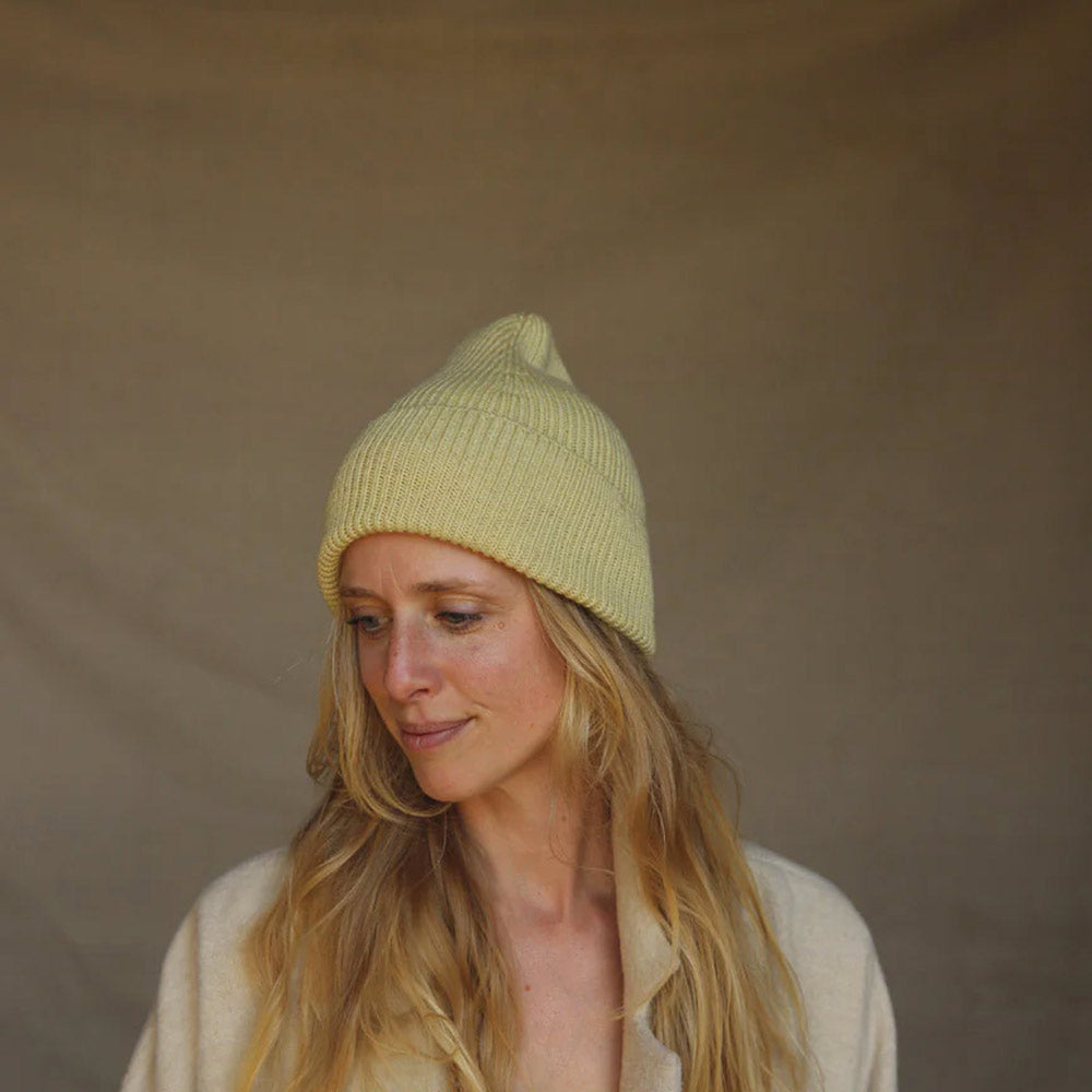 Hvid Rib Beanie - 100% Merino Wool (Teen-Adult)