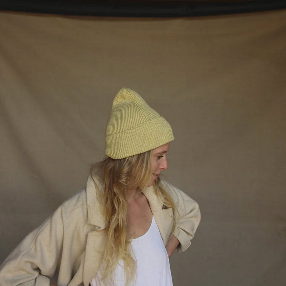 Hvid Rib Beanie - 100% Merino Wool (Teen-Adult)